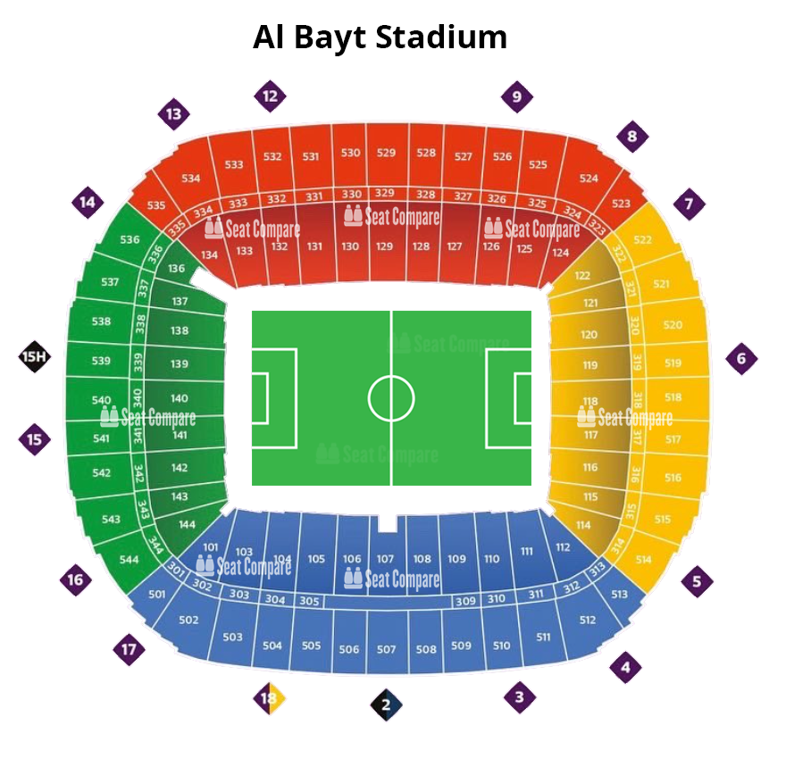 Seating plan and map of Al Bayt Stadium (Al Khor) 