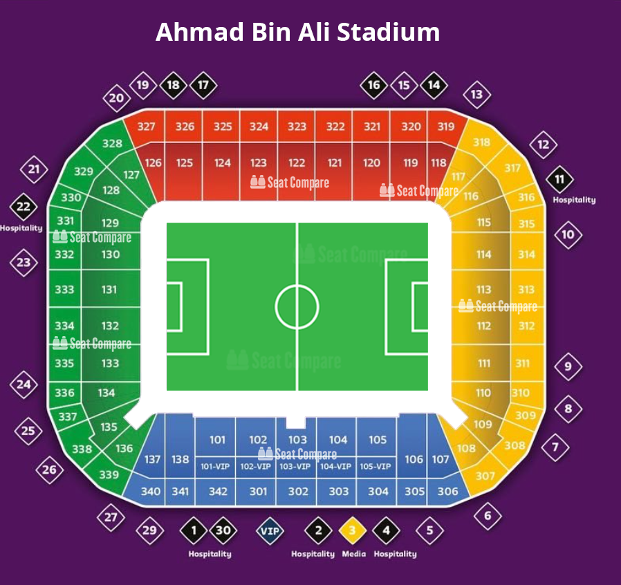 Seating plan and map of Al Rayyan Stadium (Al Rayyan) 