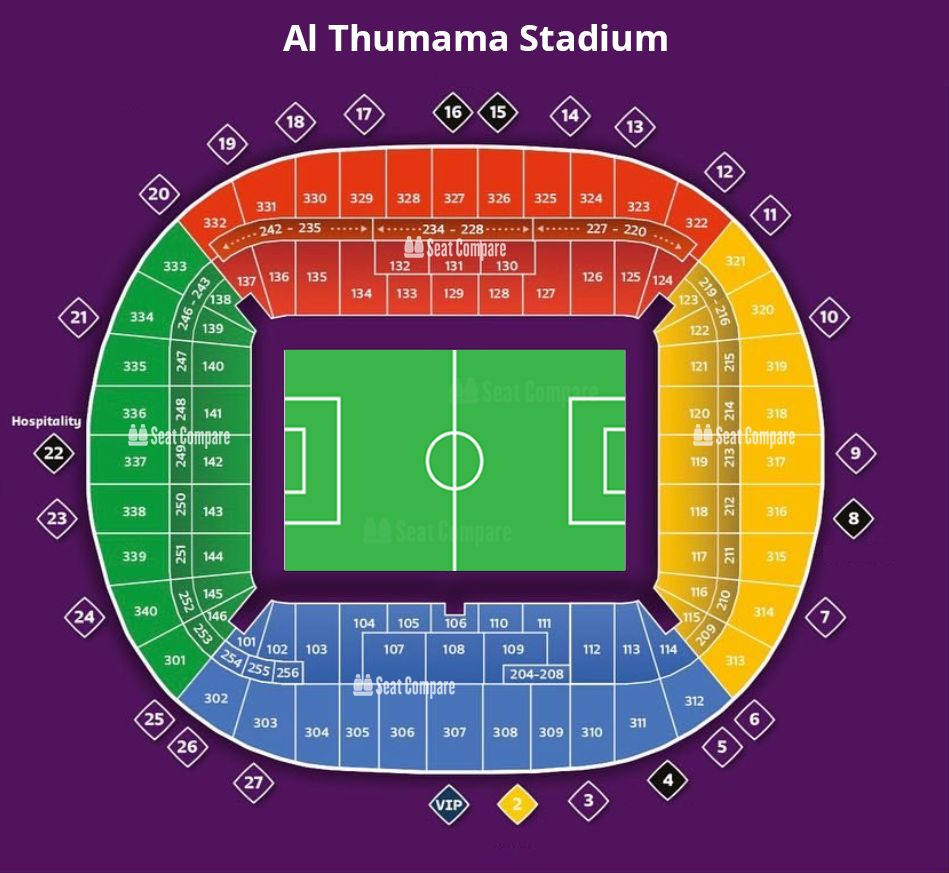 Seating plan and map of Al Thumama Stadium (Doha) 