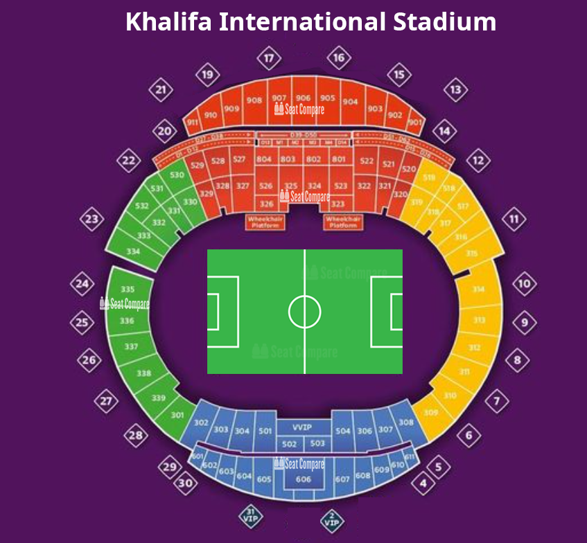 Seating plan and map of Khalifa International Stadium (Doha) 