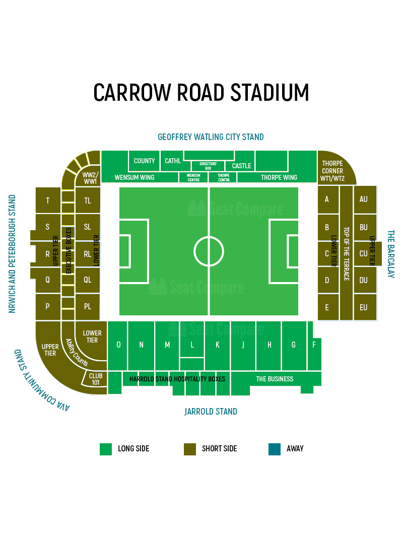 Seating plan and map of Carrow Road (Norwich) 