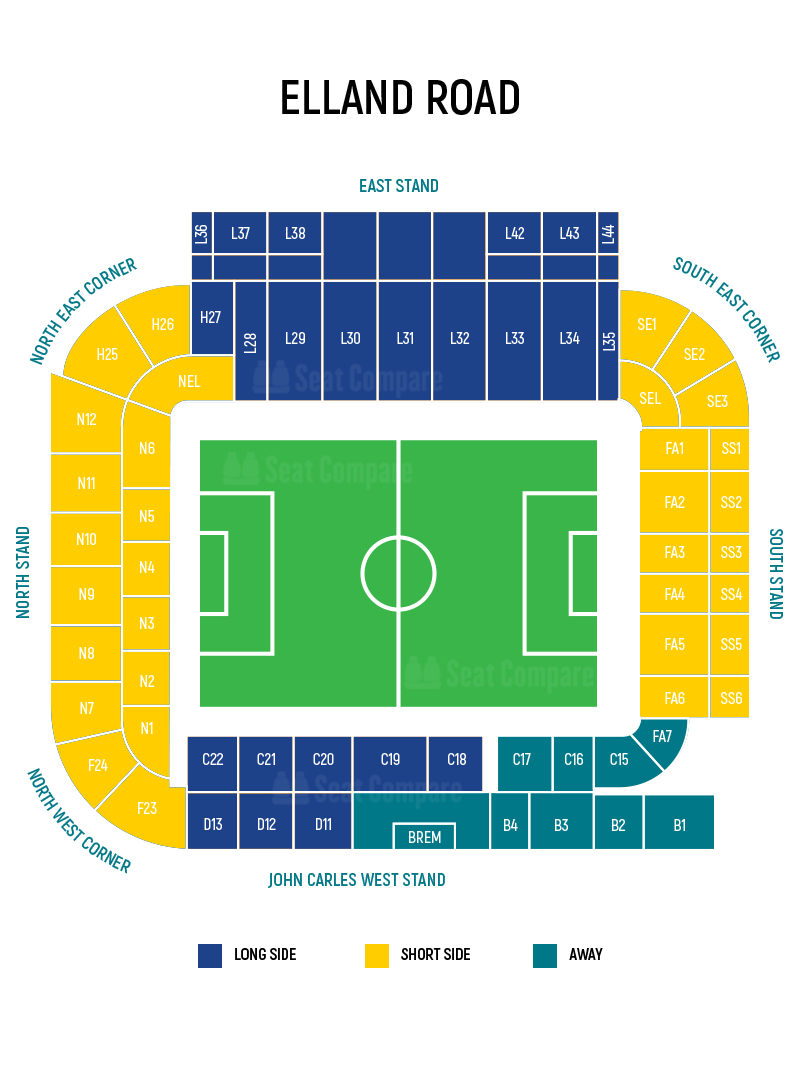 Seating plan and map of Elland Road (Leeds) 