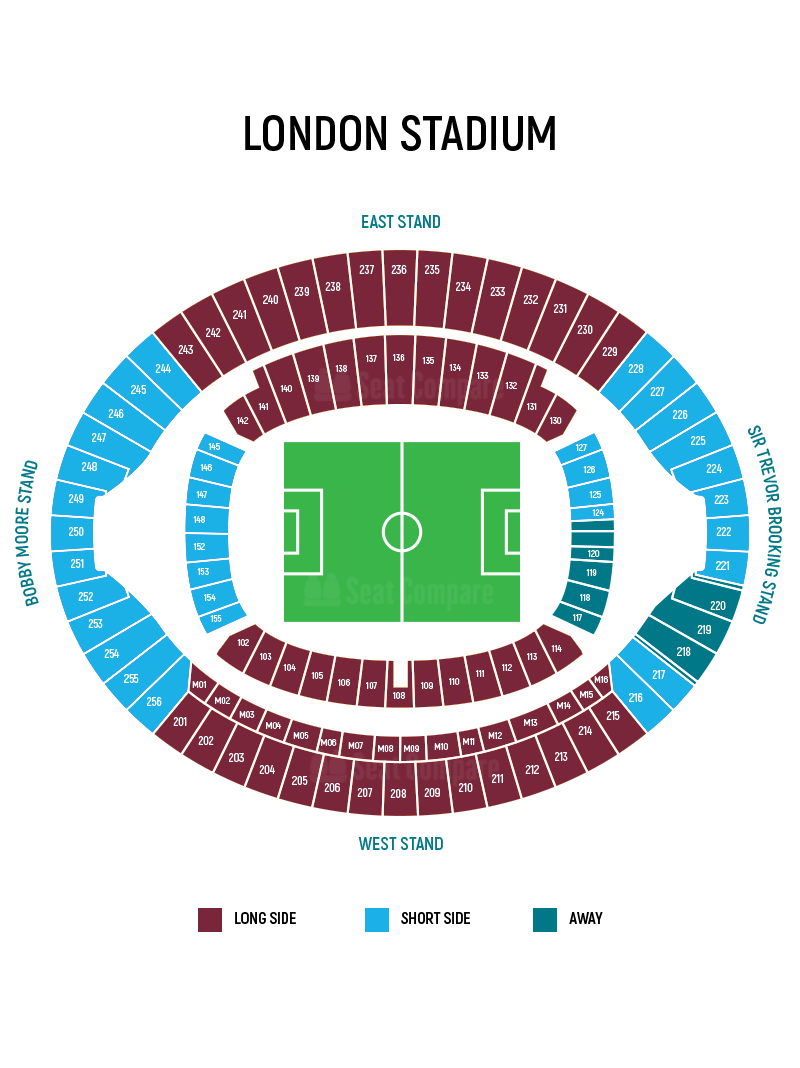 Seating plan and map of London Stadium (London) 