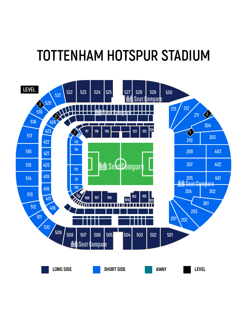 Seating plan and map of Tottenham Hotspur Stadium (London) 